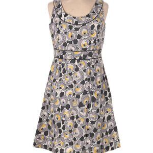 Boden Blue and Tan A-Line Midi Dress Sleeveless Scoop Neck